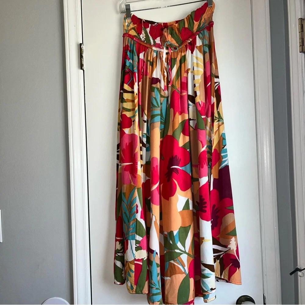 True Destinations Palazzo Pants Ankle Length Resortwear Tropical Print - Picture 2 of 10